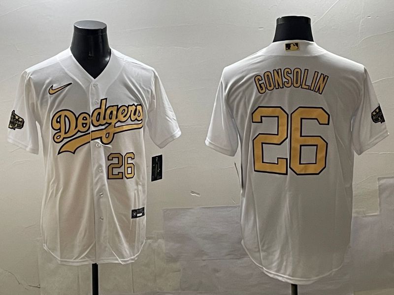 Men Los Angeles Dodgers 26 Gonsolin White All star Game 2025 Nike MLB Jersey style 4